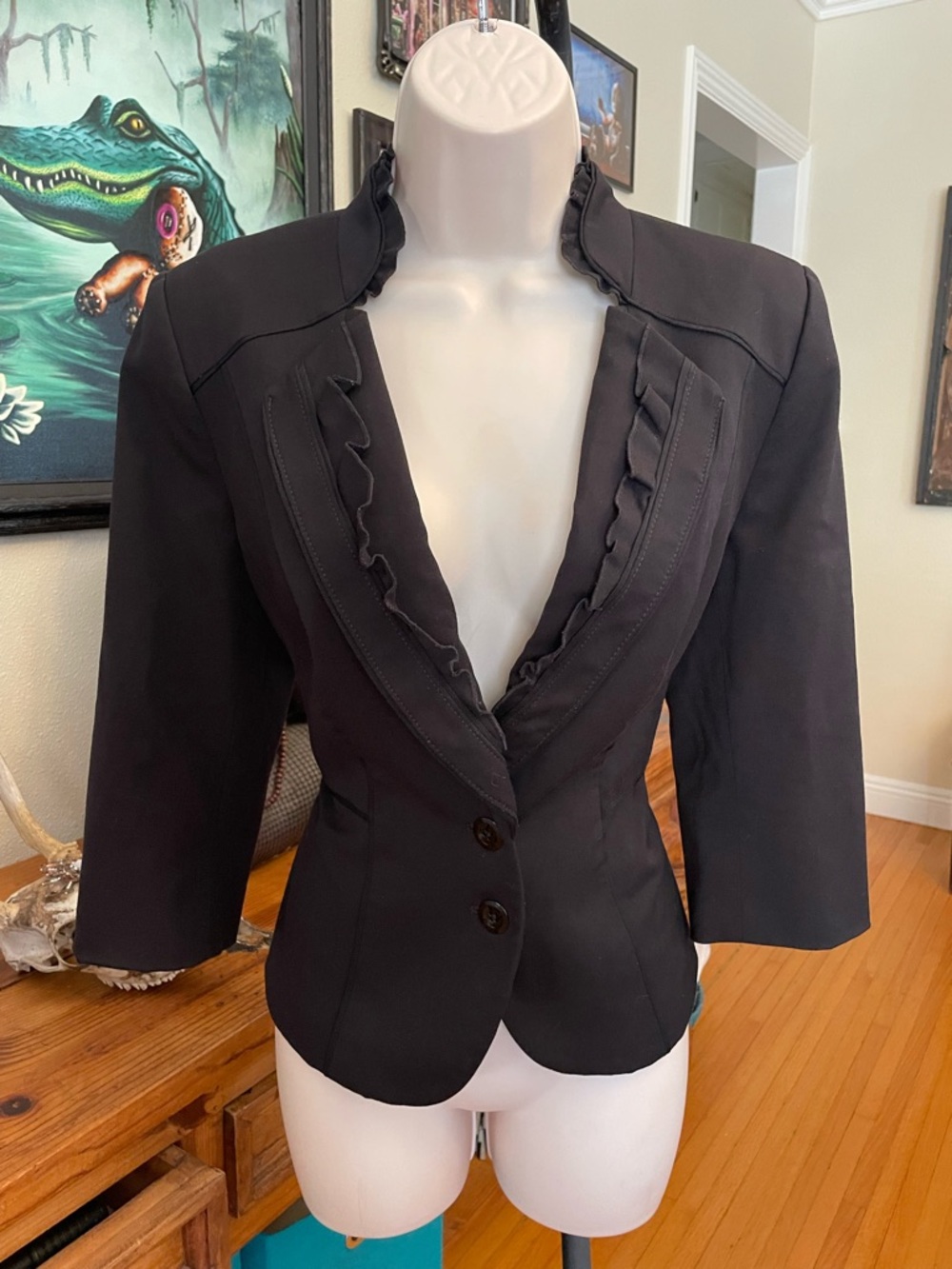 White House Black Market Fitted Black Petite Blazer/ Jacket 10P
